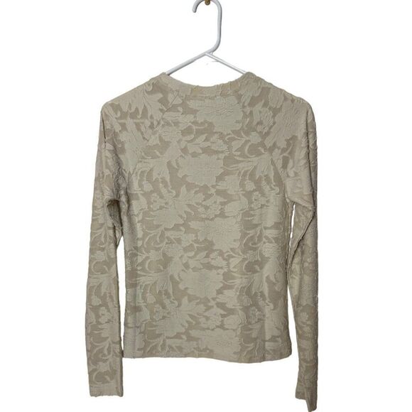 Splendid Collection Beige Floral Lace Long Sleeve Top XS - Picture 2 of 5